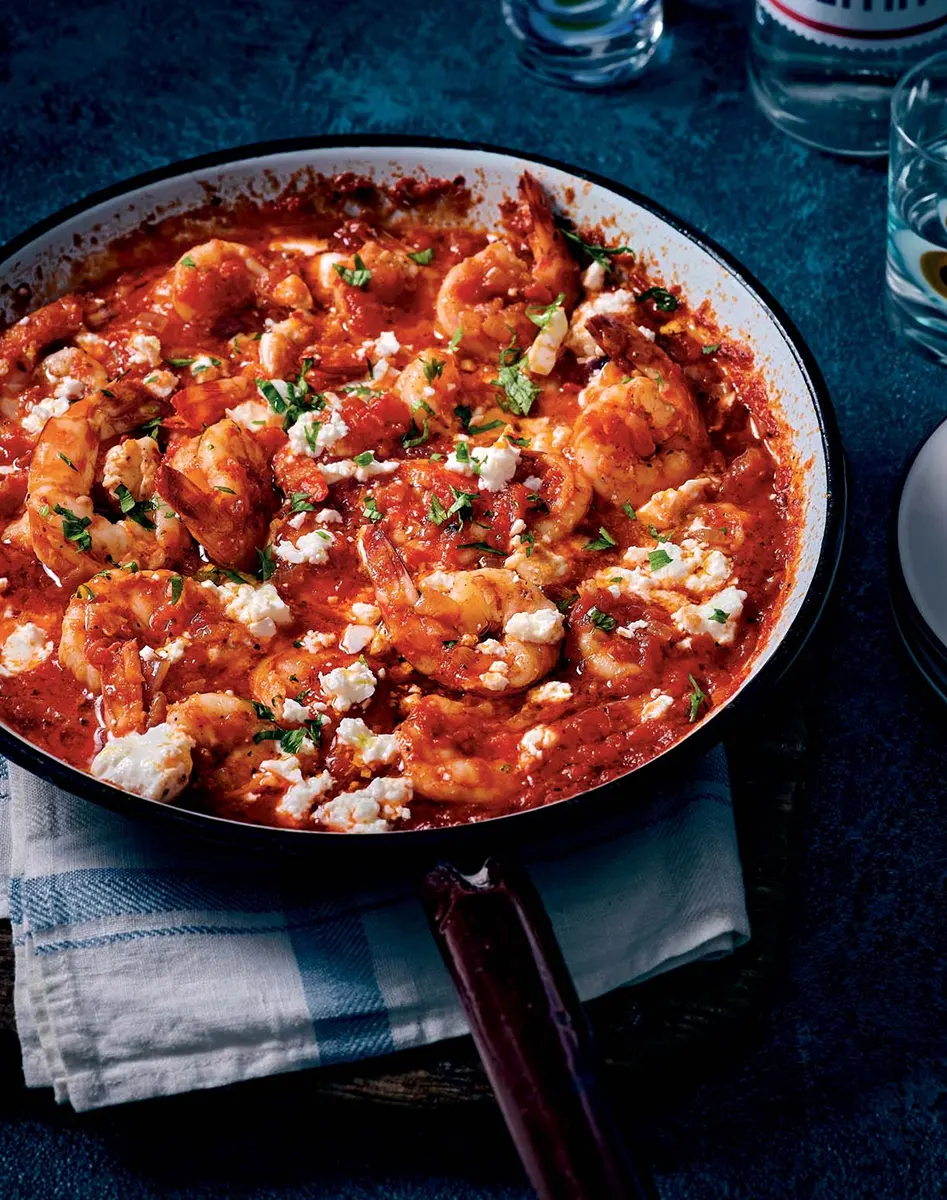 Crevettes saganaki